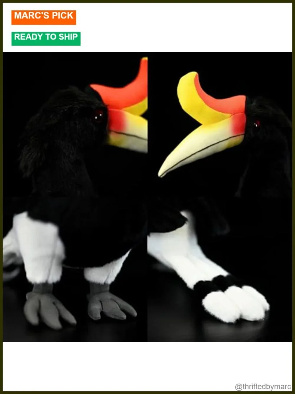 Realistic Rhinoceros Hornbill Plush Toy, 12